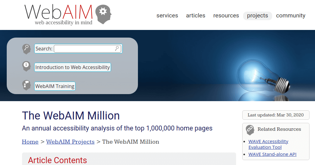 WebAIM Website Screenshot