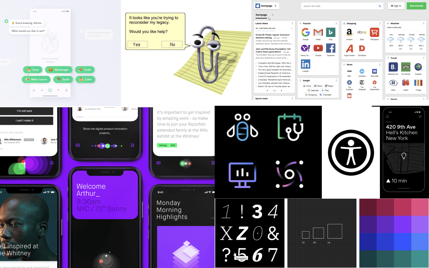 Mood board depicting digital assistants and web technology for disabilities
